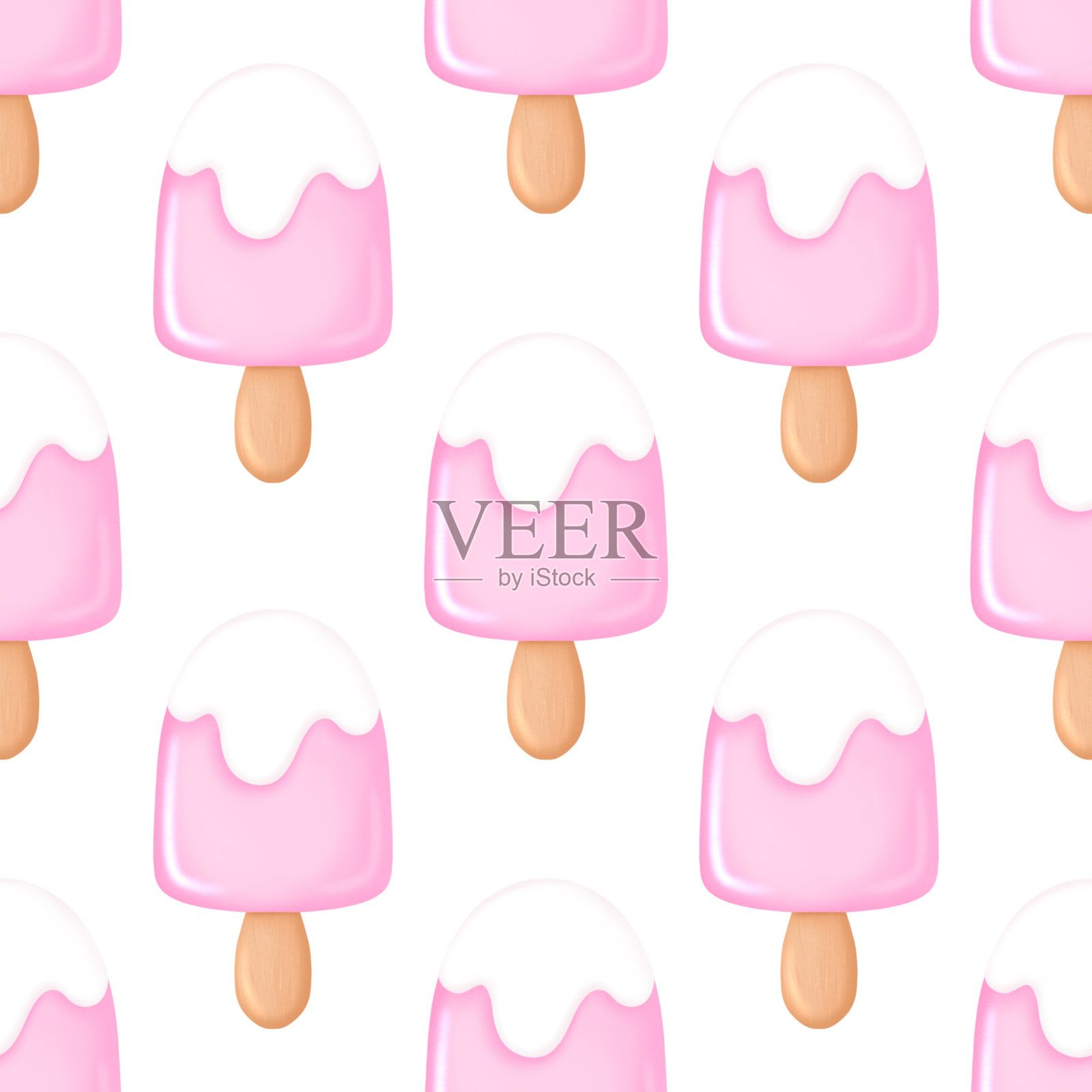 白色背景上的无缝图案冰淇淋插画图片素材