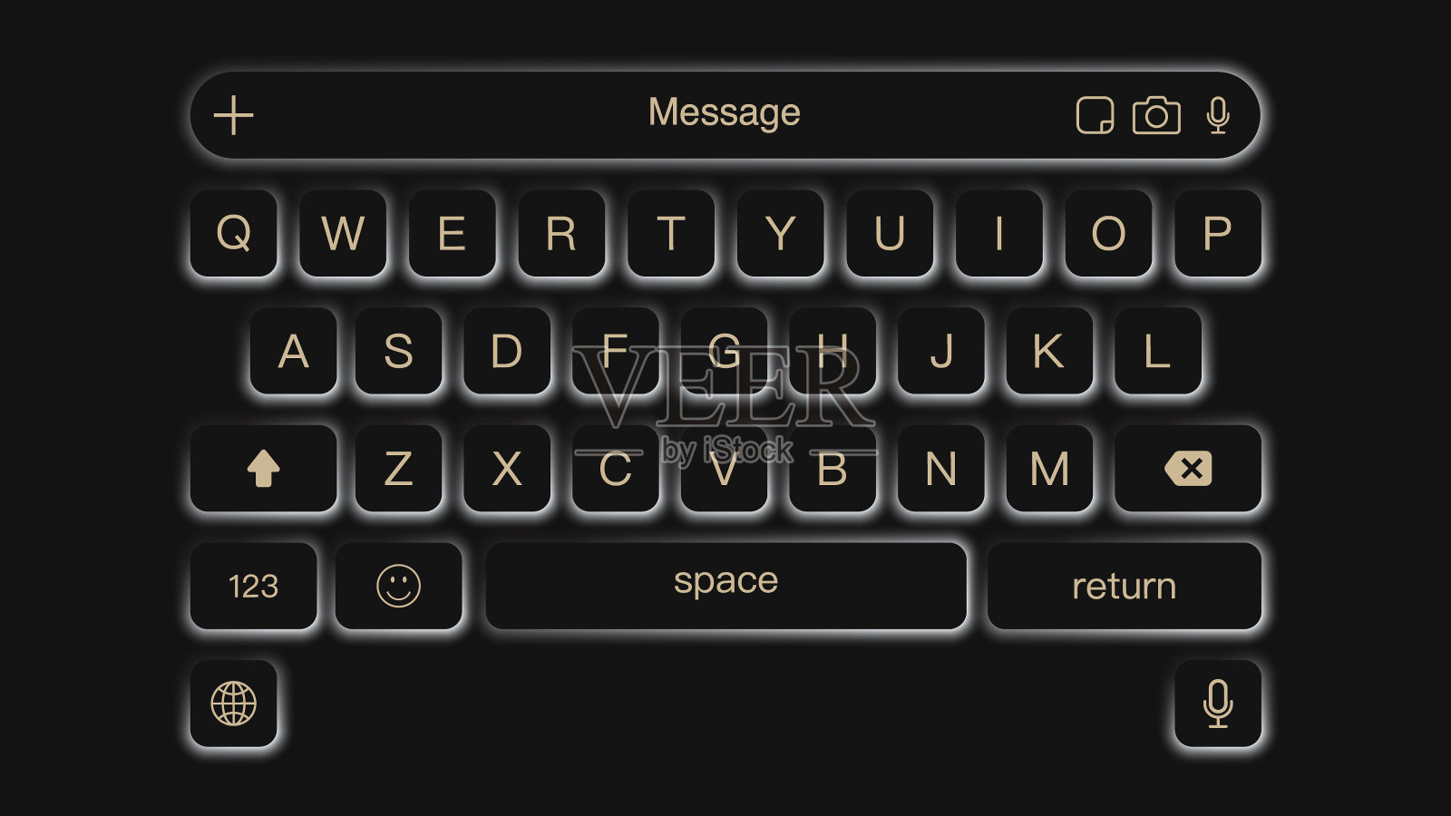 单色新形态和新形态移动键盘模型的消息传递应用程序-矢量插图插画图片素材