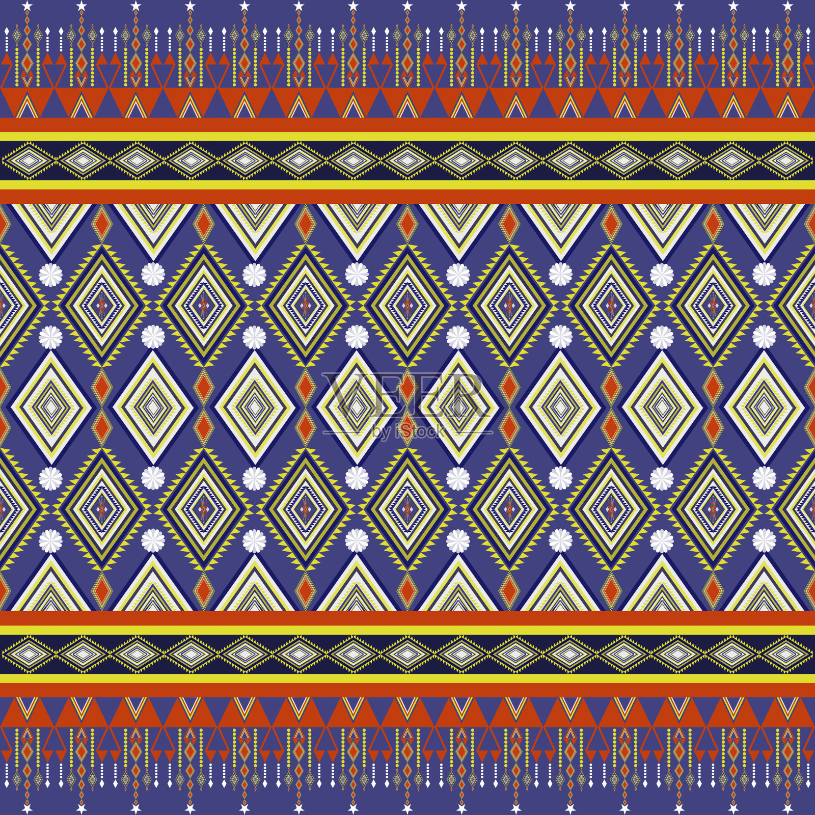 鲜艳的民族图案刺绣。插画图片素材