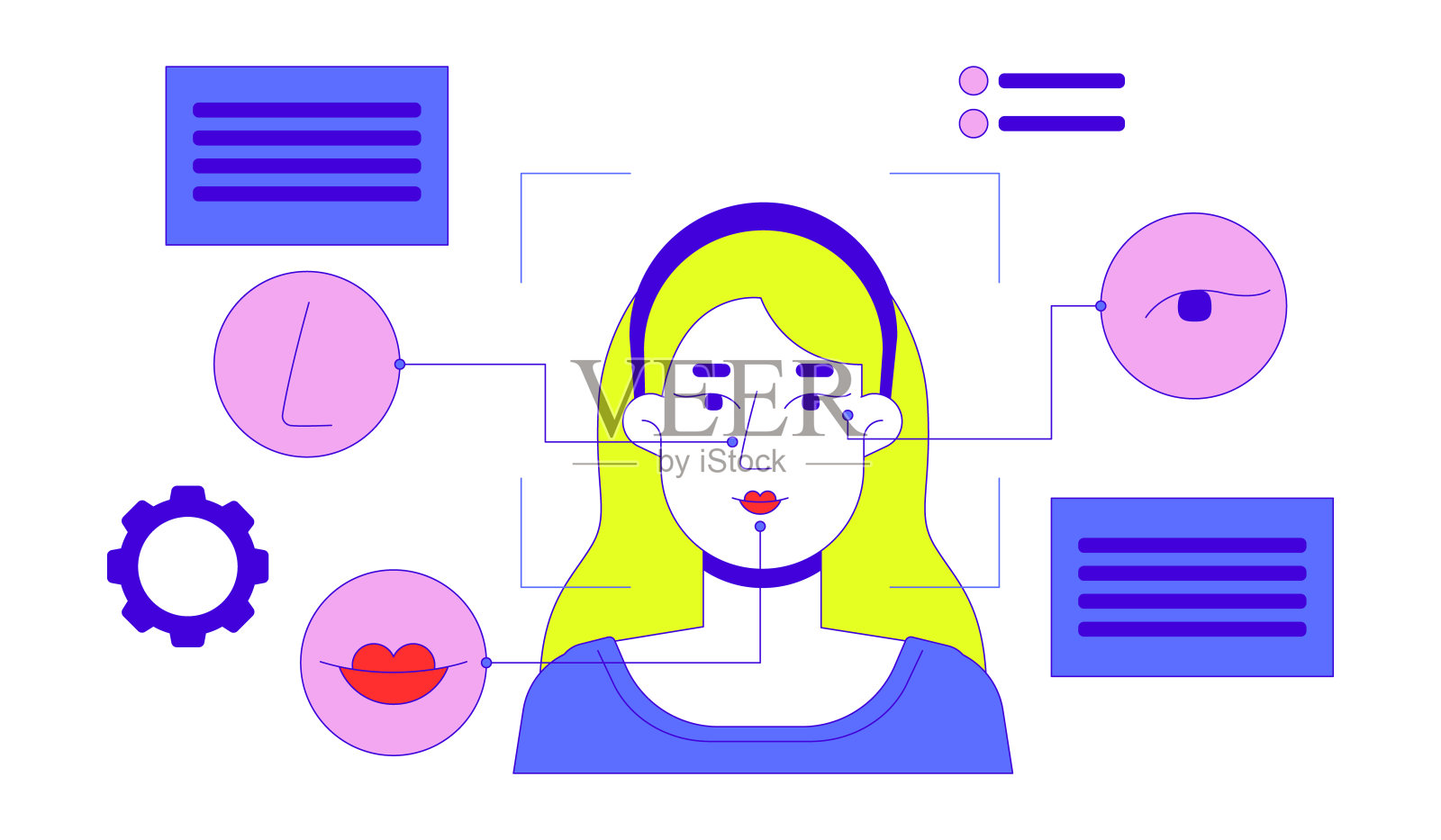 人脸编码技术2D插画概念插画图片素材