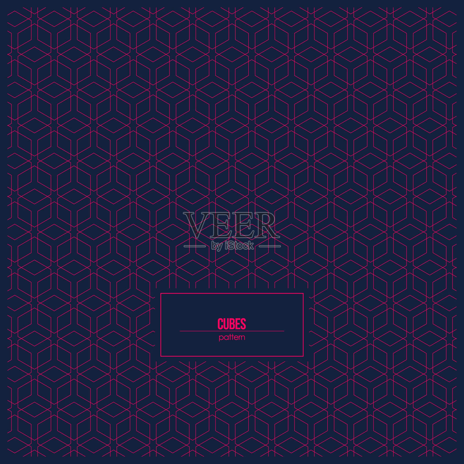 美丽的粉红色立方体线条图案与黑暗的背景插画图片素材
