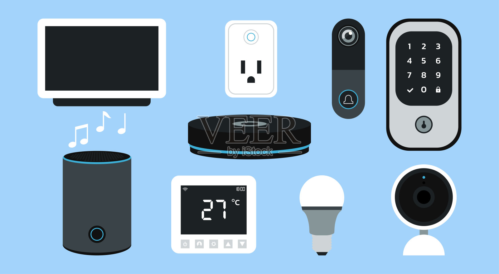 一套创新智能家居设备插画图片素材