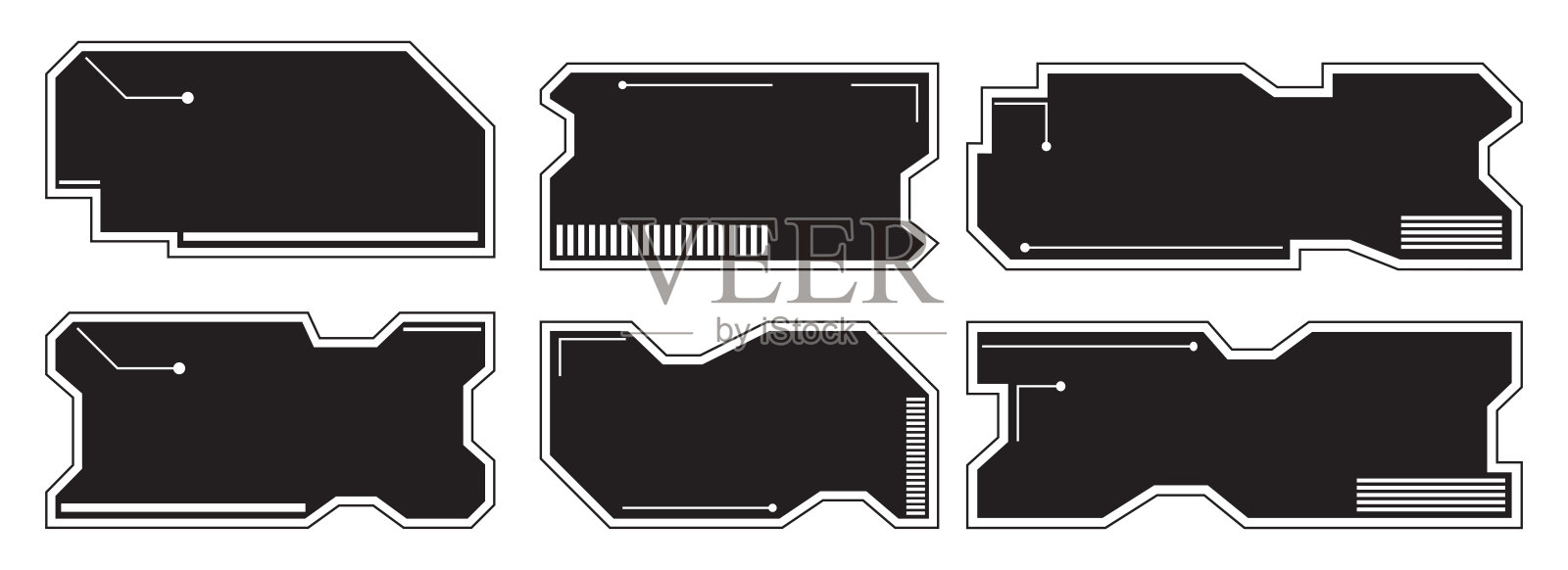 未来的框架边界。科幻现代用户界面元素矢量插图集插画图片素材