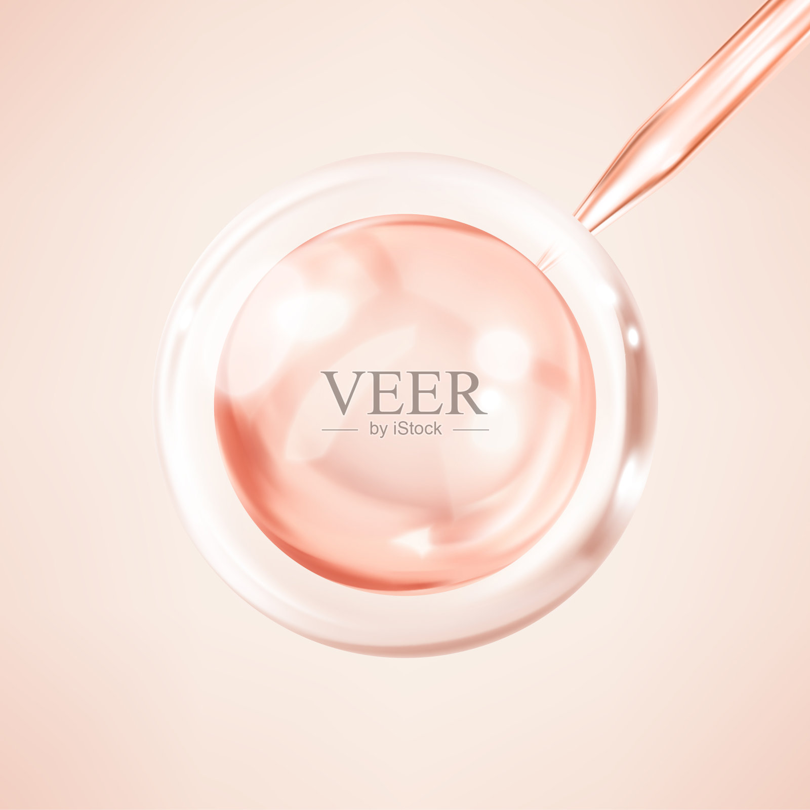 化妆品精华液移液管。化妆品液体油滴。胶原蛋白精华液或精华液。概念护肤化妆品解决方案。矢量三维插图插画图片素材