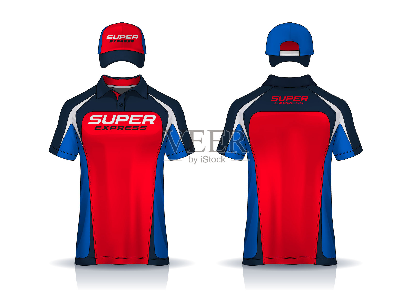 企业工作衬衫，t恤polo和帽子模板设计。公司制服。插画图片素材