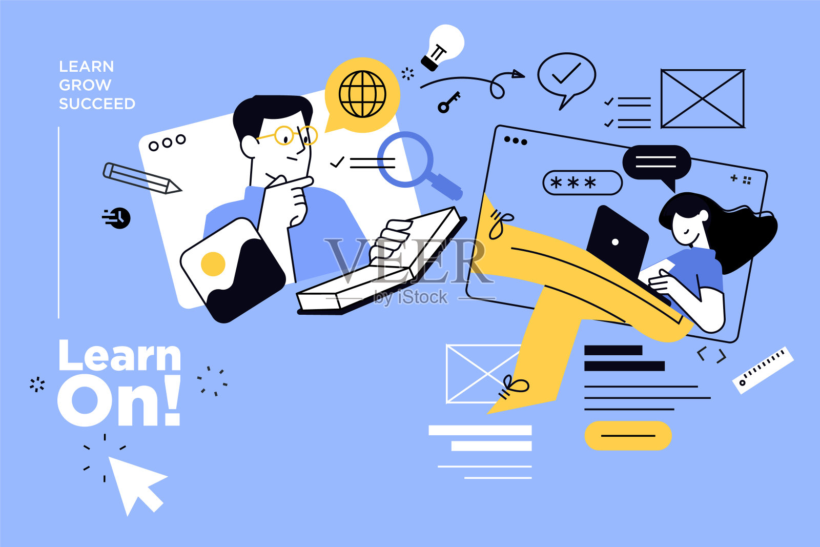 在线学习横幅插画图片素材