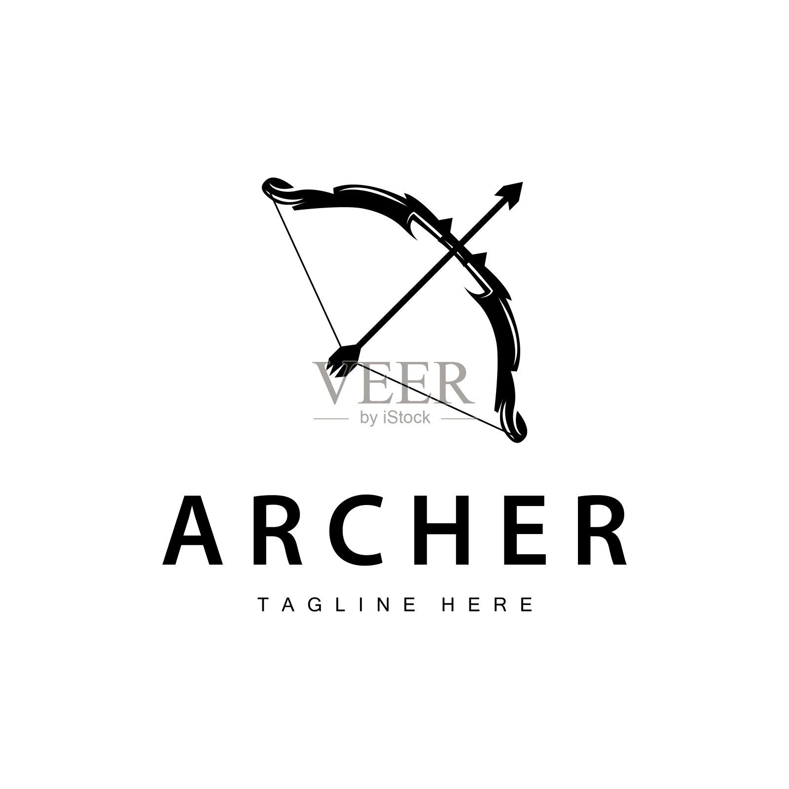 黑色轮廓设计射箭概念箭插图简单模板插画图片素材