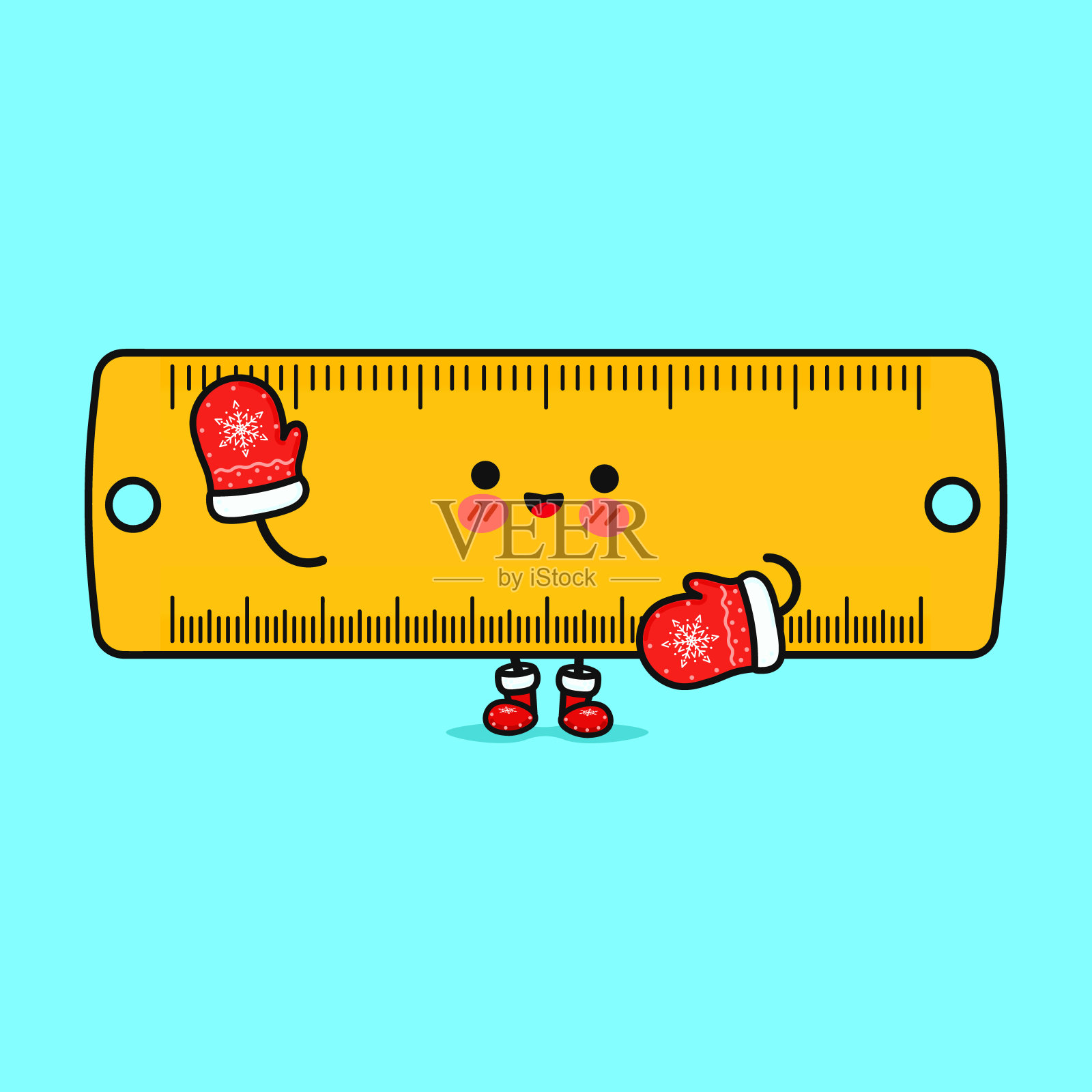 滑稽的微笑快乐的统治者圣诞节插画图片素材