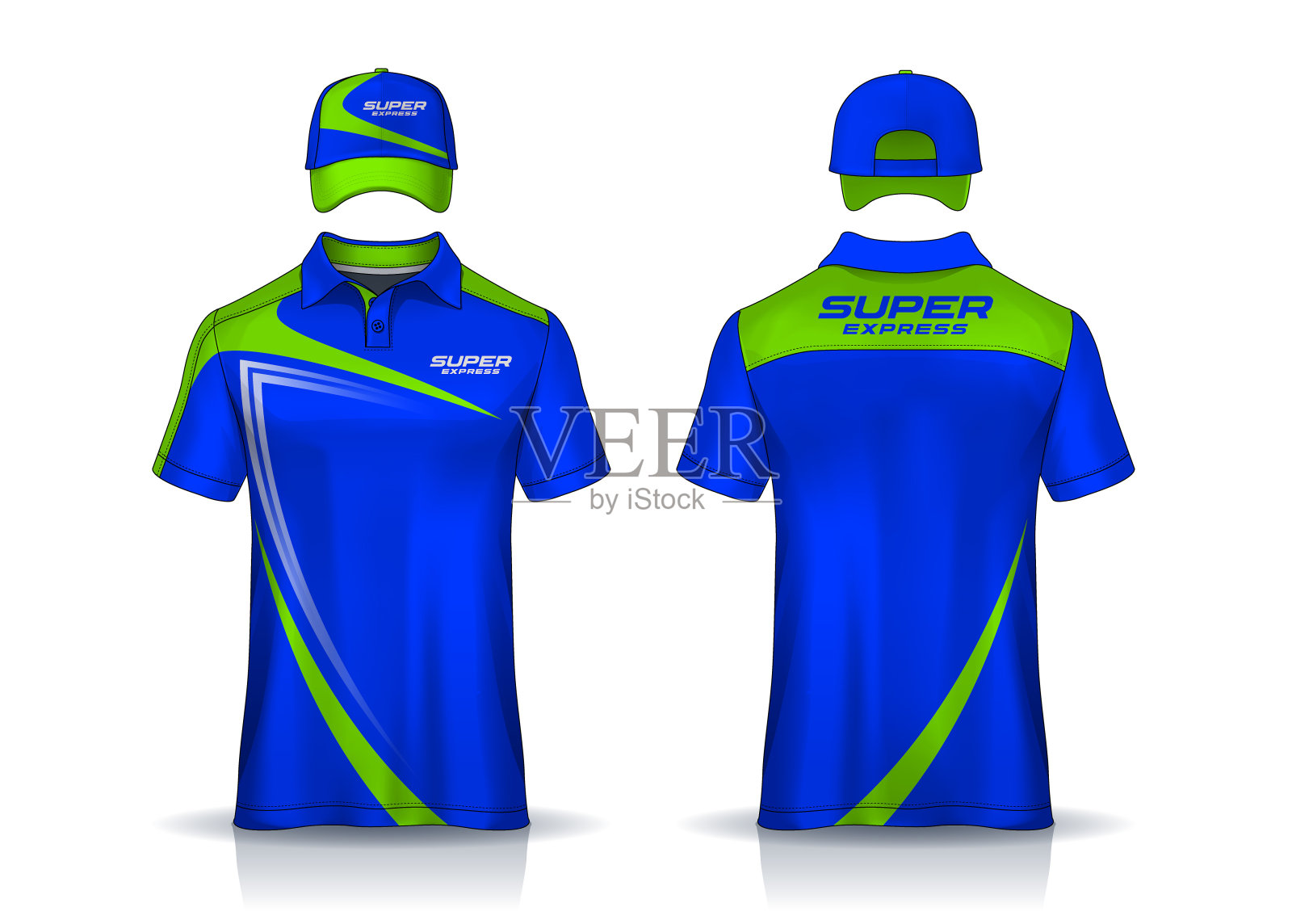 企业工作衬衫，t恤polo和帽子模板设计。公司制服。插画图片素材