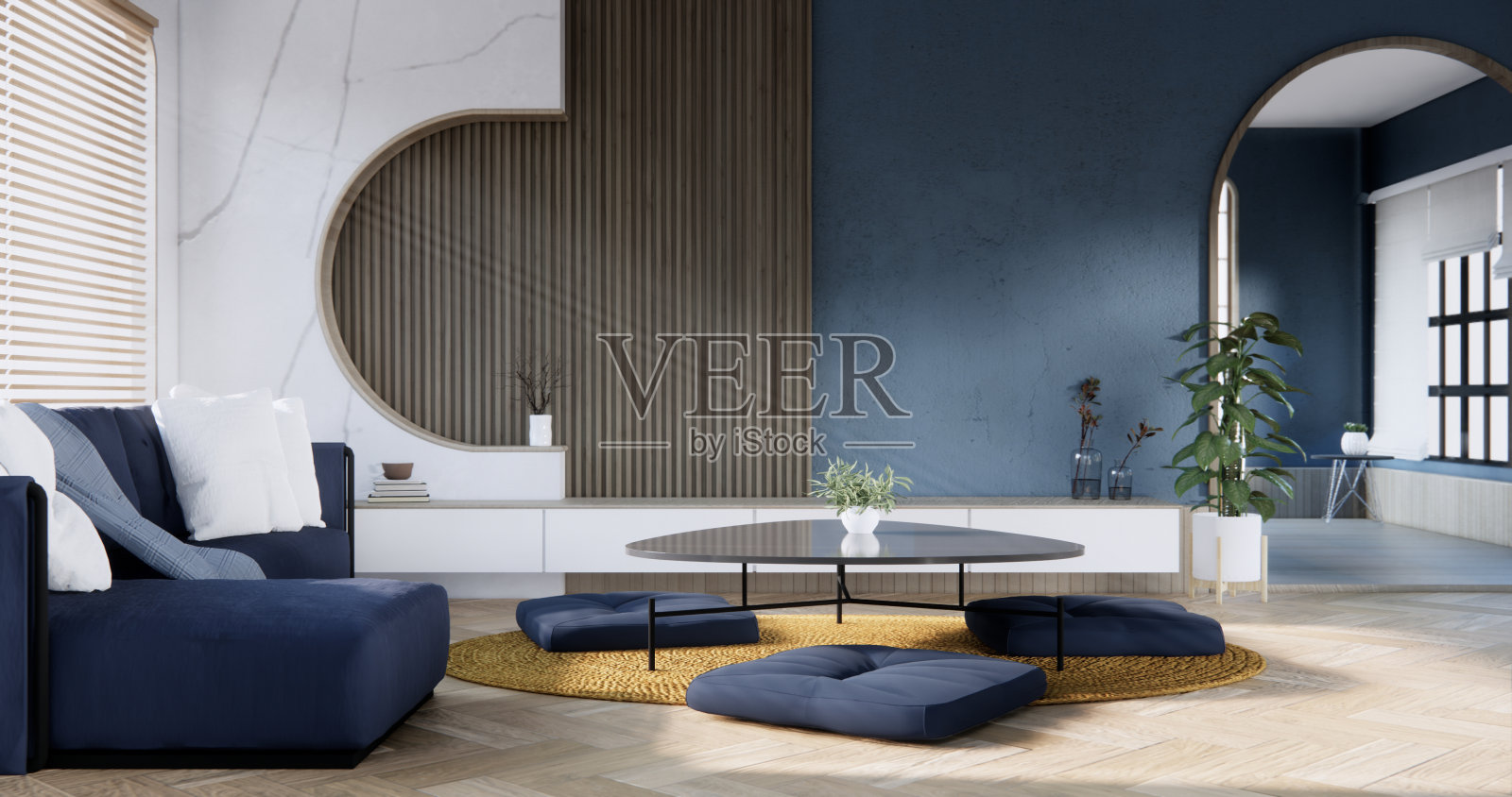 室内设计上最小的沙发扶手椅现代客厅现代风格。照片摄影图片