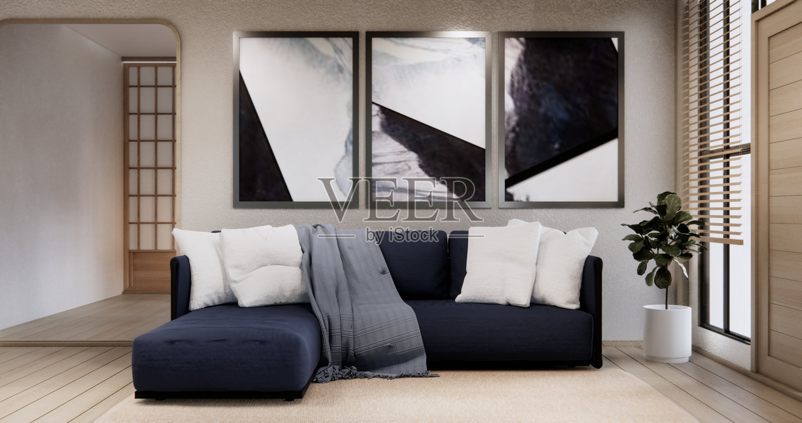 室内设计上最小的沙发扶手椅现代客厅现代风格。照片摄影图片