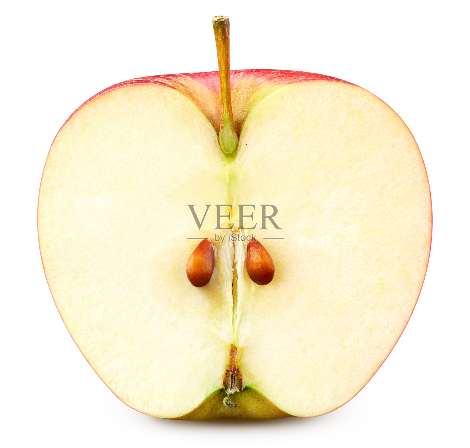 有机红苹果半孤立在白色背景照片摄影图片