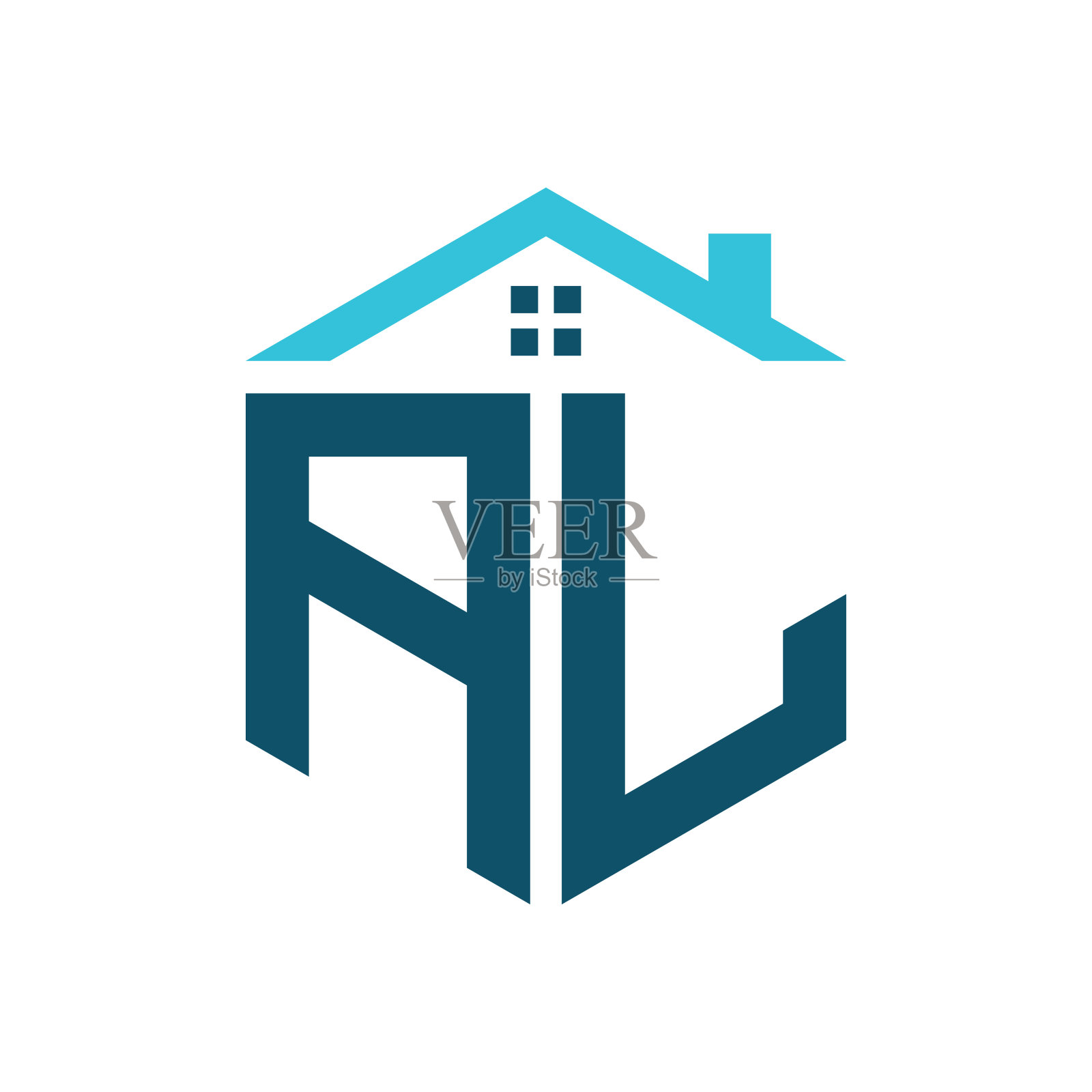 AL房子标志设计模板。房地产，建筑或任何房屋相关业务的字母AL标志插画图片素材