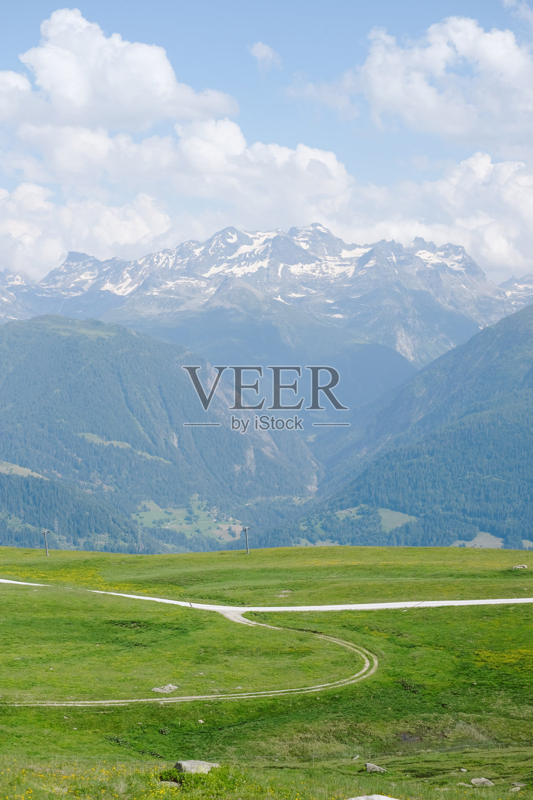 夏季山间草甸美景照片摄影图片