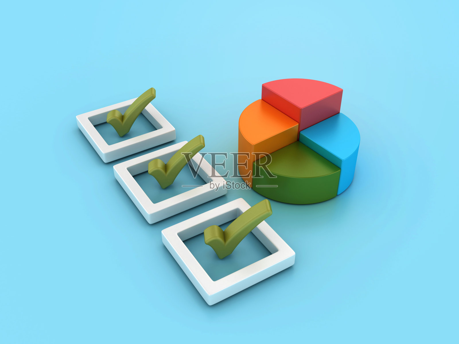 3D检查列表与饼图照片摄影图片