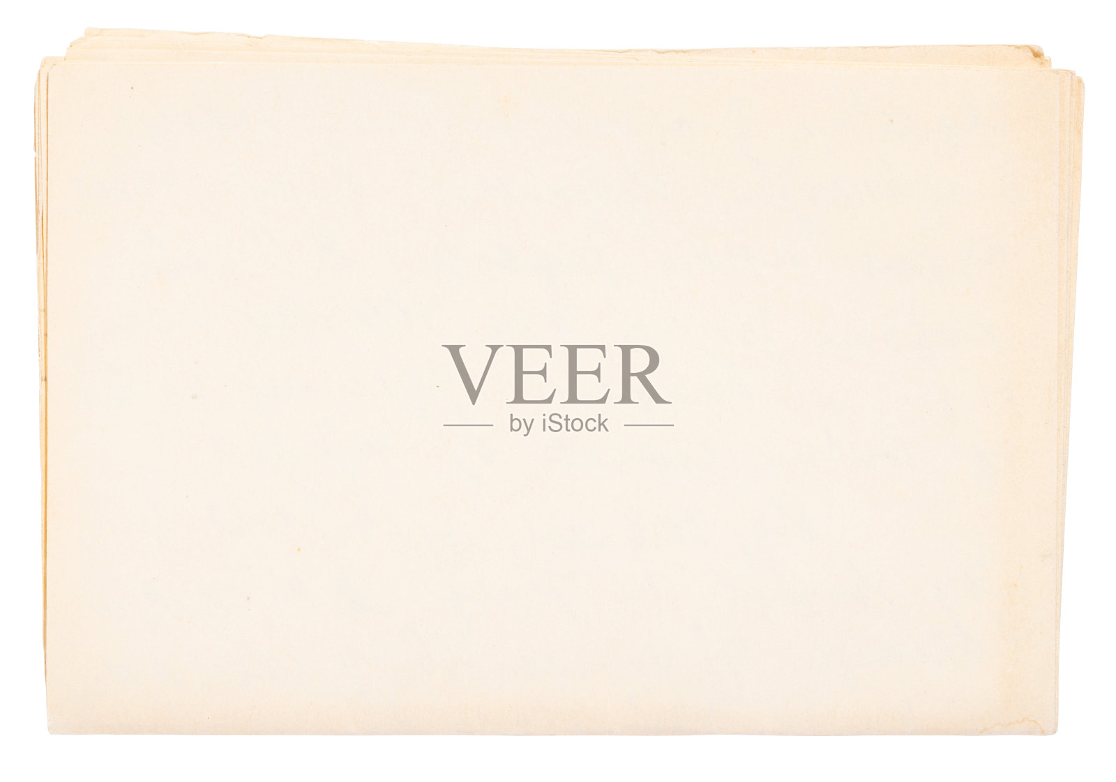 白色背景上的旧的泛黄的折叠纸张照片摄影图片