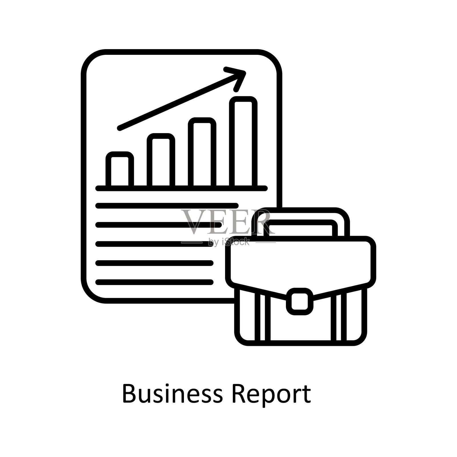 商业报告矢量大纲图标设计插图。智能家居和技术符号白底EPS 10文件插画图片素材