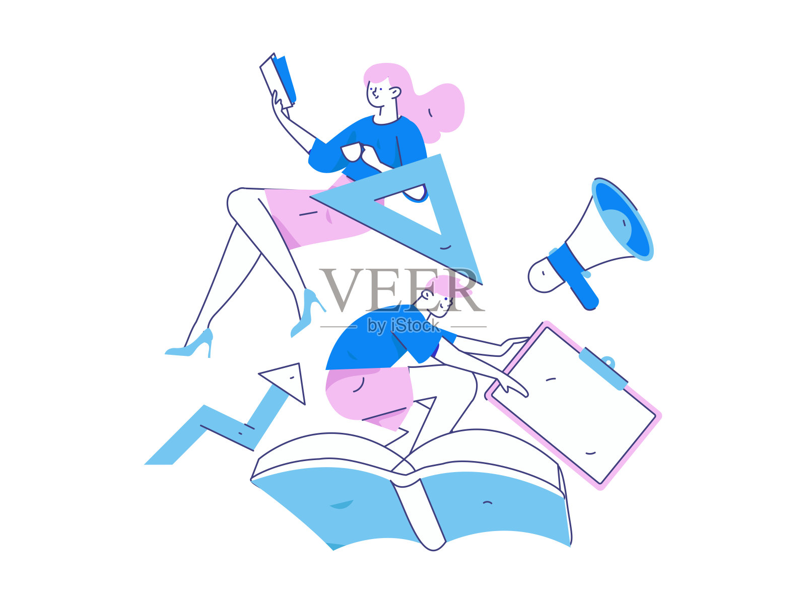 教育和学习的人平面矢量概念手绘插图插画图片素材