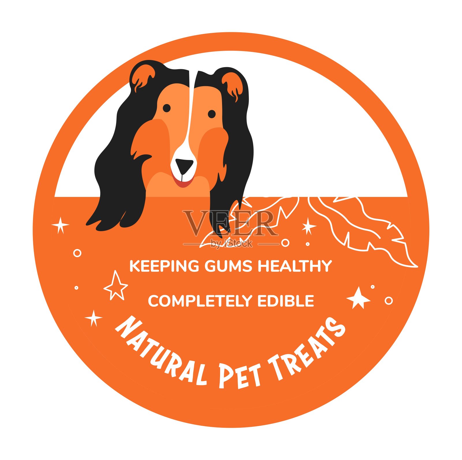 天然宠物治疗保持牙龈健康，标签插画图片素材