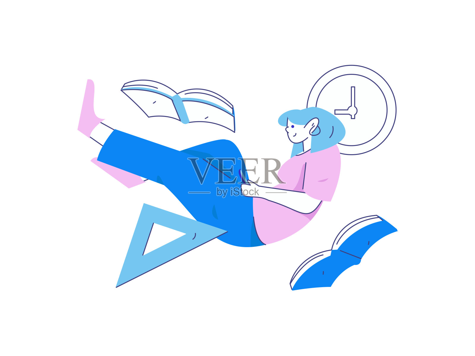 教育和学习的人平面矢量概念手绘插图插画图片素材