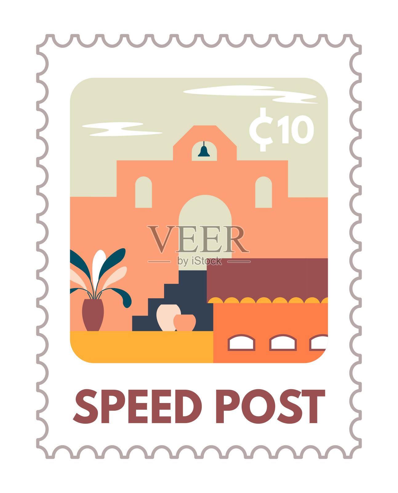 速递、明信片或市景标志插画图片素材