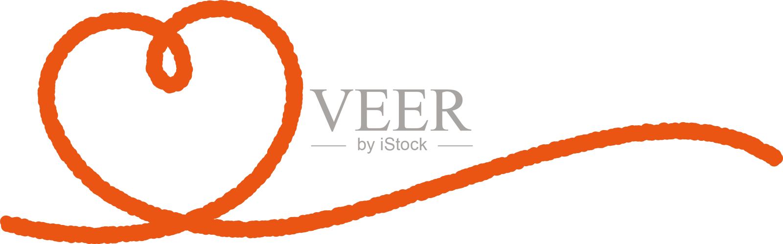 简单的红色心脏线框架与粗糙的手绘触摸/插图材料(矢量插图)插画图片素材