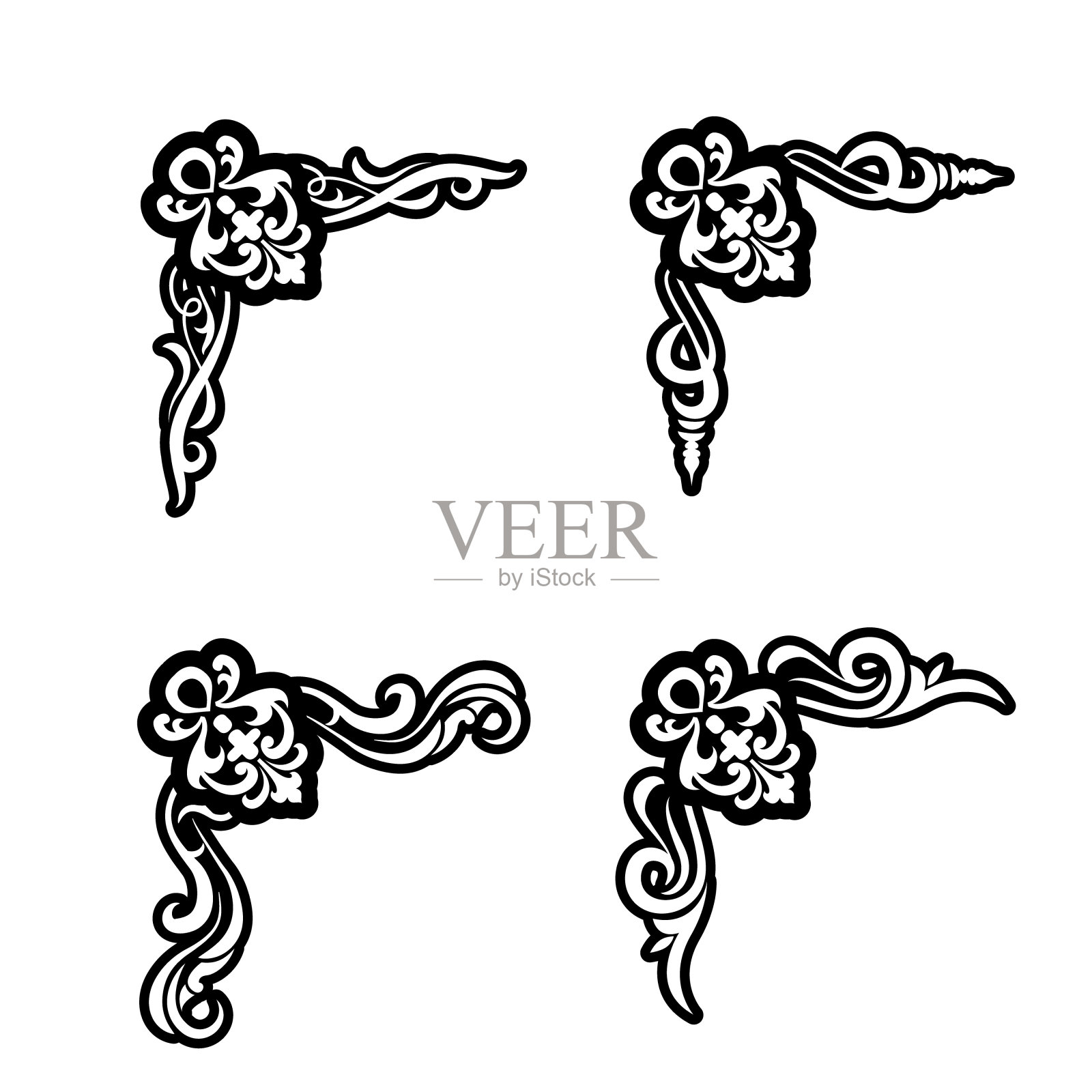 经典复古巴洛克维多利亚框架分离元素经典婚礼邀请插画图片素材