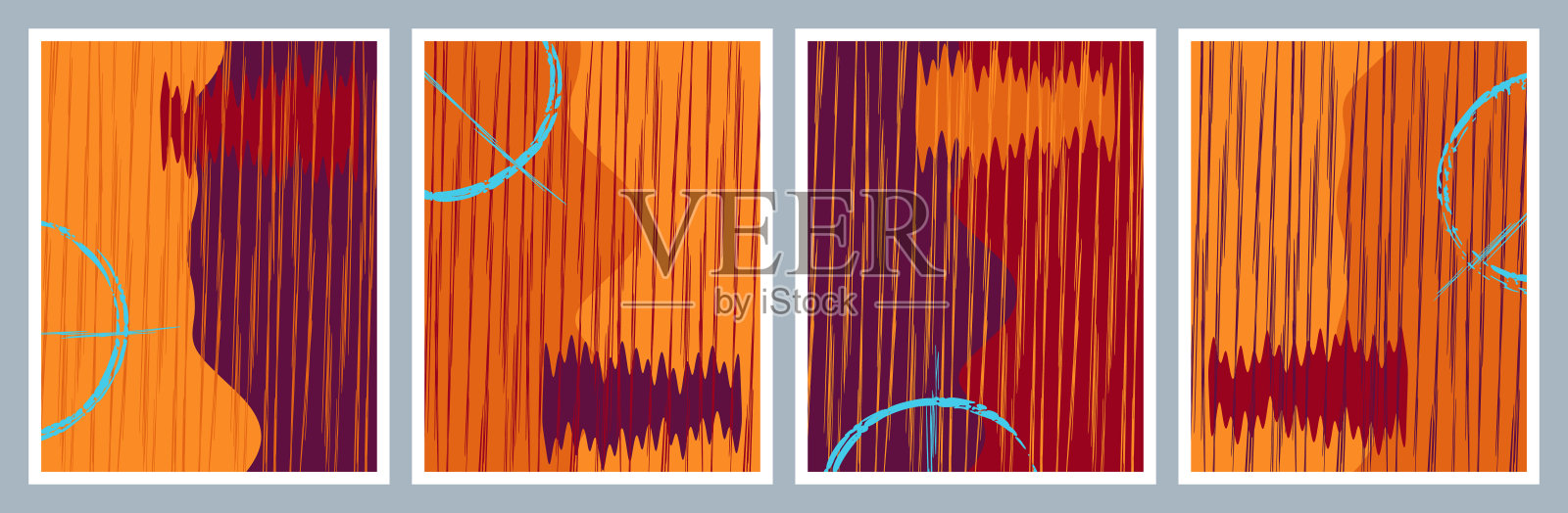 一套用于装饰的抽象壁画。插画图片素材