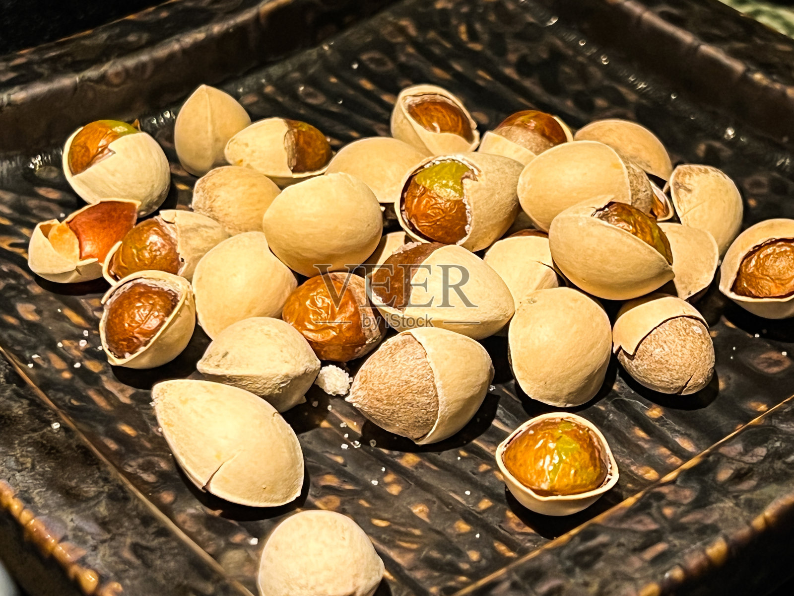 海鲜，肉类和餐盘上的食物特写照片摄影图片