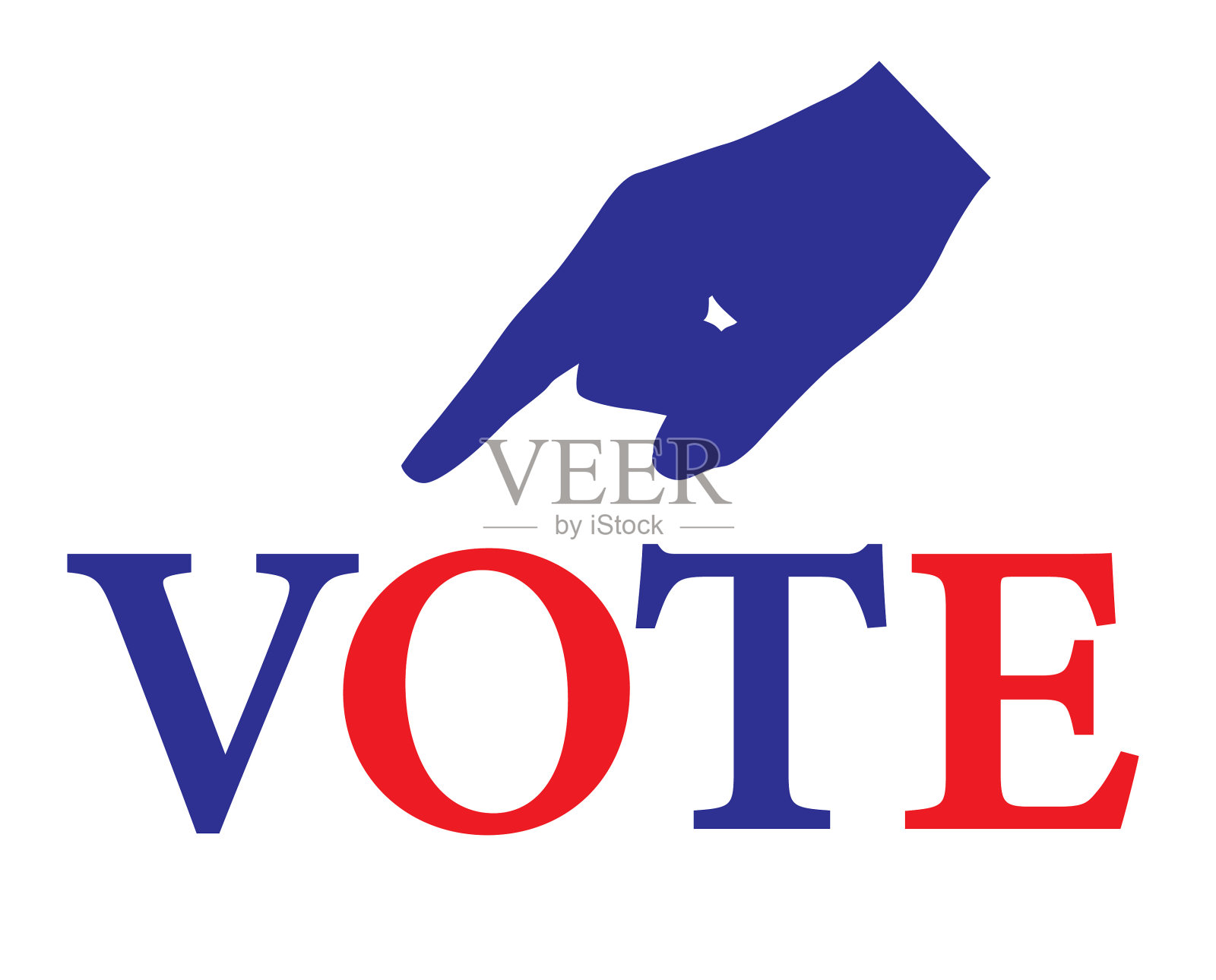 双手指向“投票”这个词插画图片素材