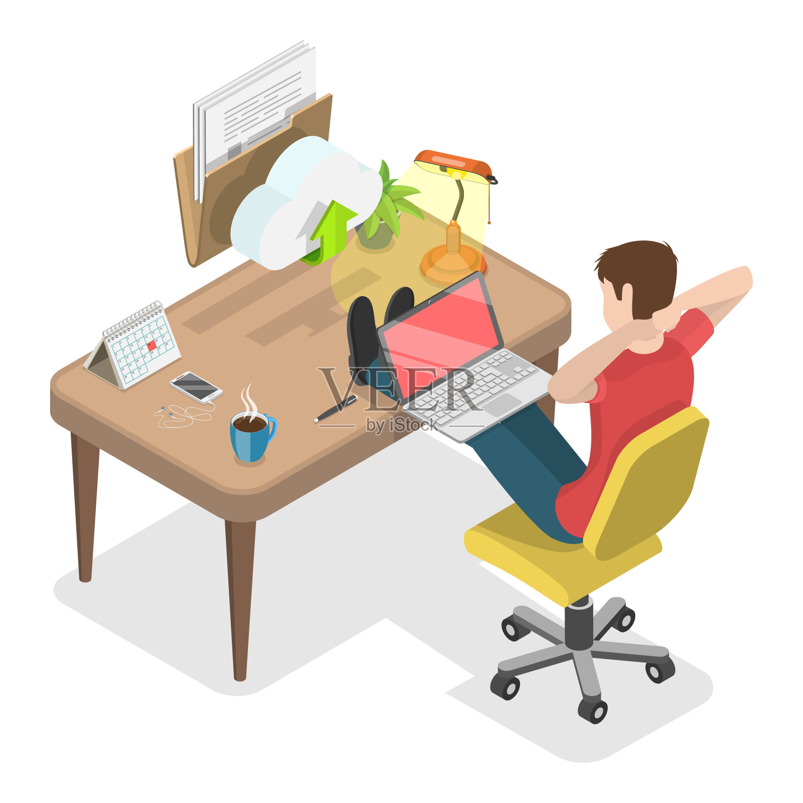 纸张与数字文档的三维等距平面矢量插图。第二项插画图片素材