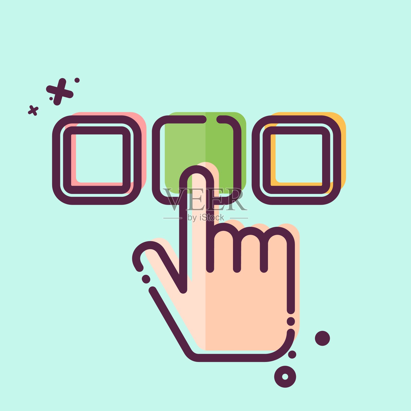 图标选择。与选择符号有关。MBE风格。简单的说明插画图片素材