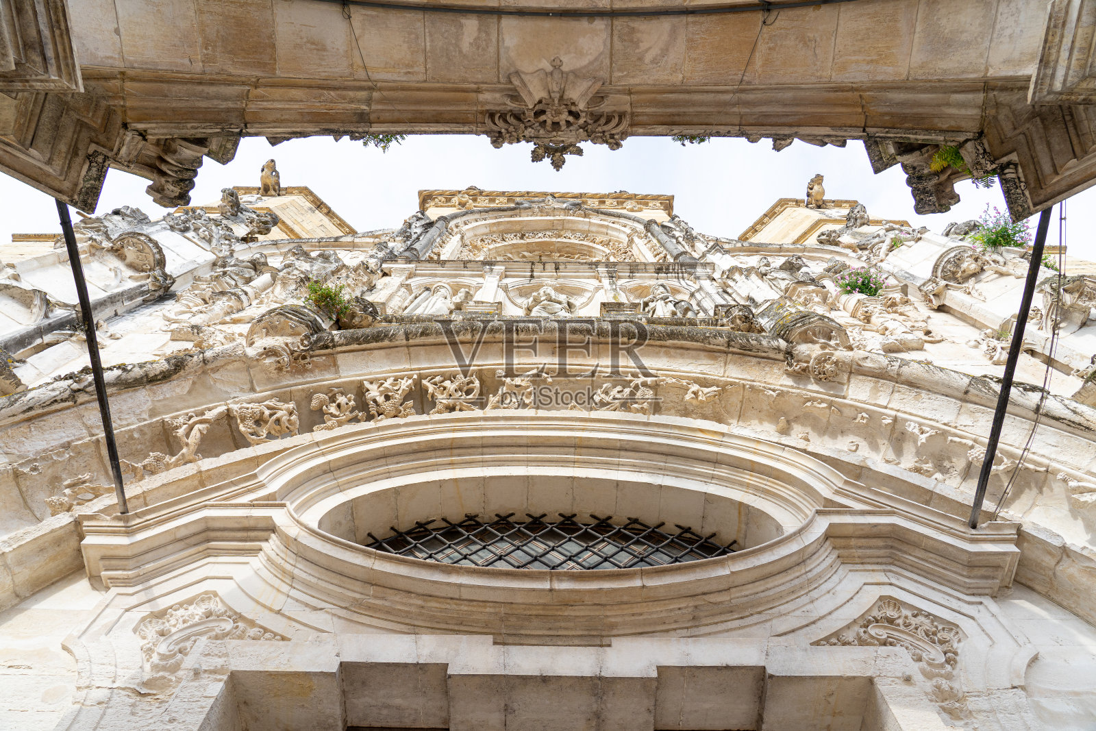 圣克鲁斯修道院的外部拱廊，科英布拉市议会遗产照片摄影图片