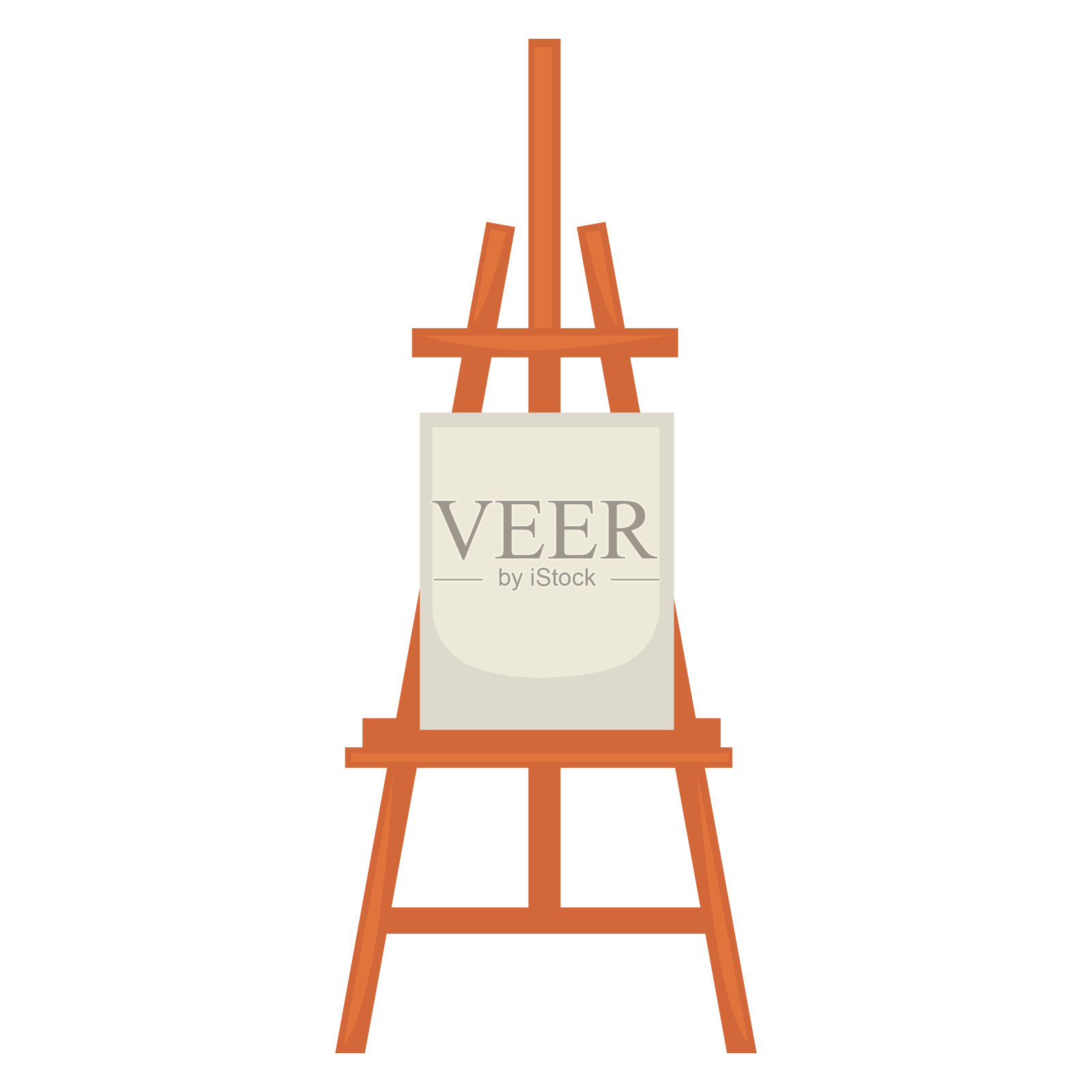 木制画架，干净的纸隔离在白色插画图片素材