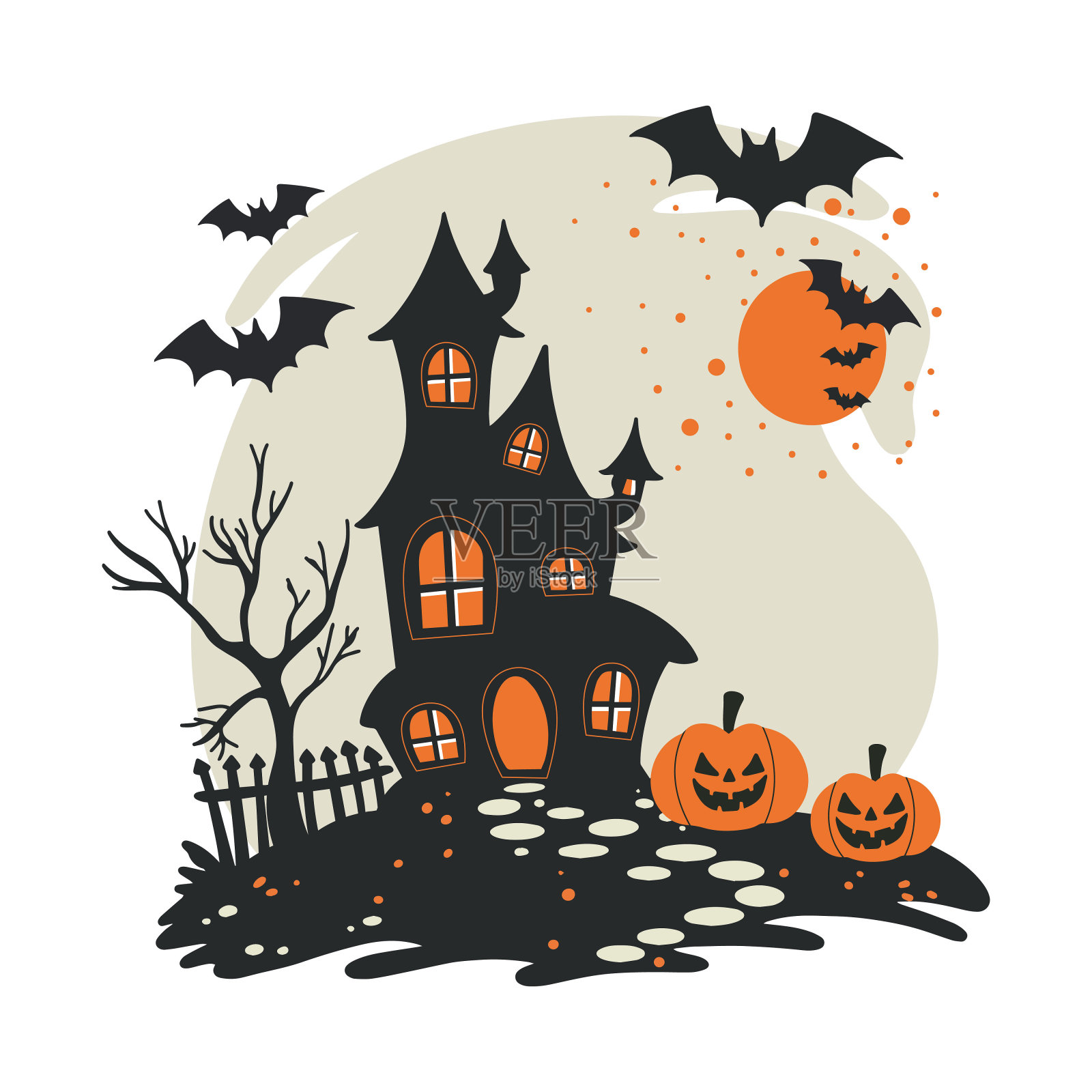 万圣节快乐。网页横幅或邀请。蝙蝠的背景，社交网络的幽灵插画图片素材