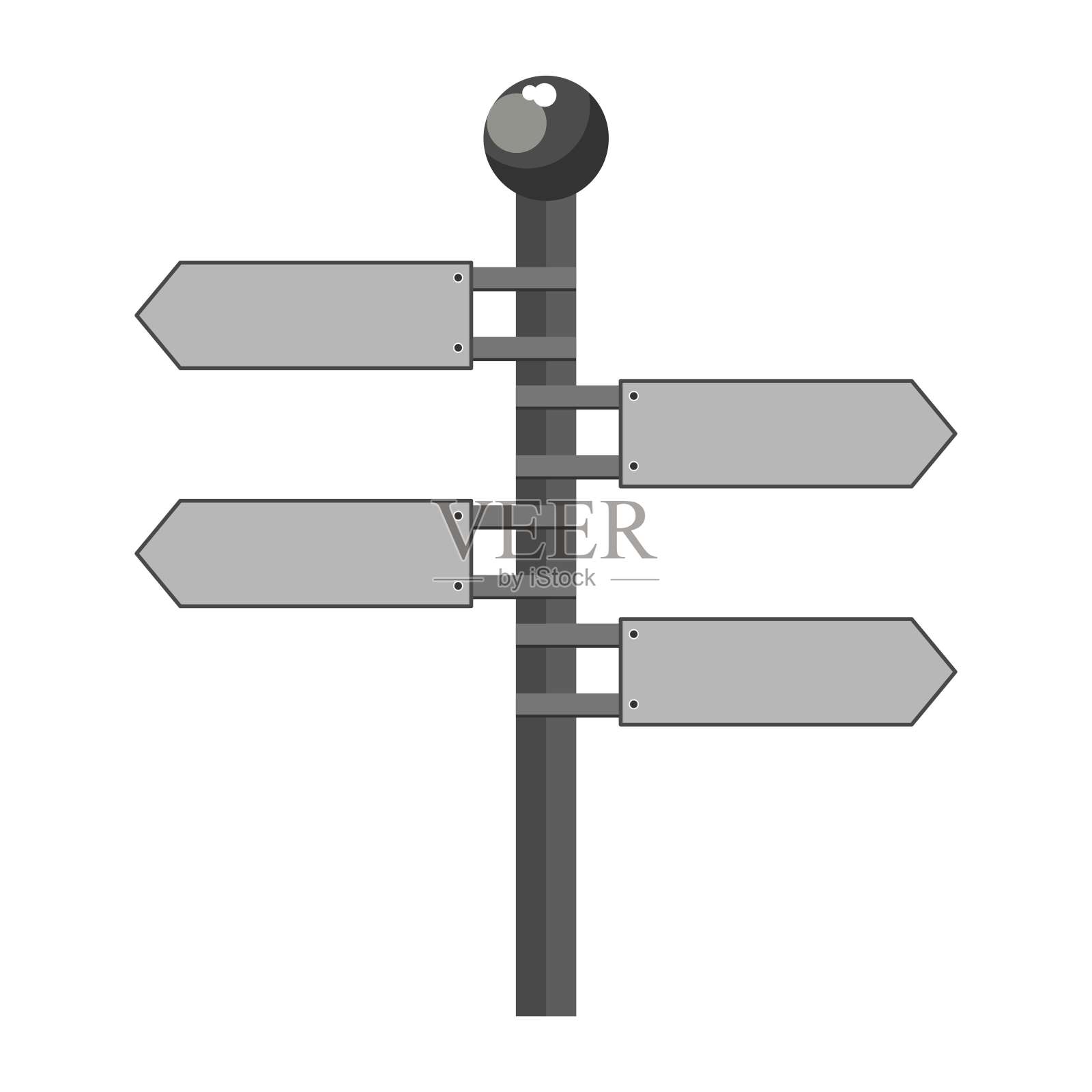 有四块白色指示方向的广告牌插画图片素材