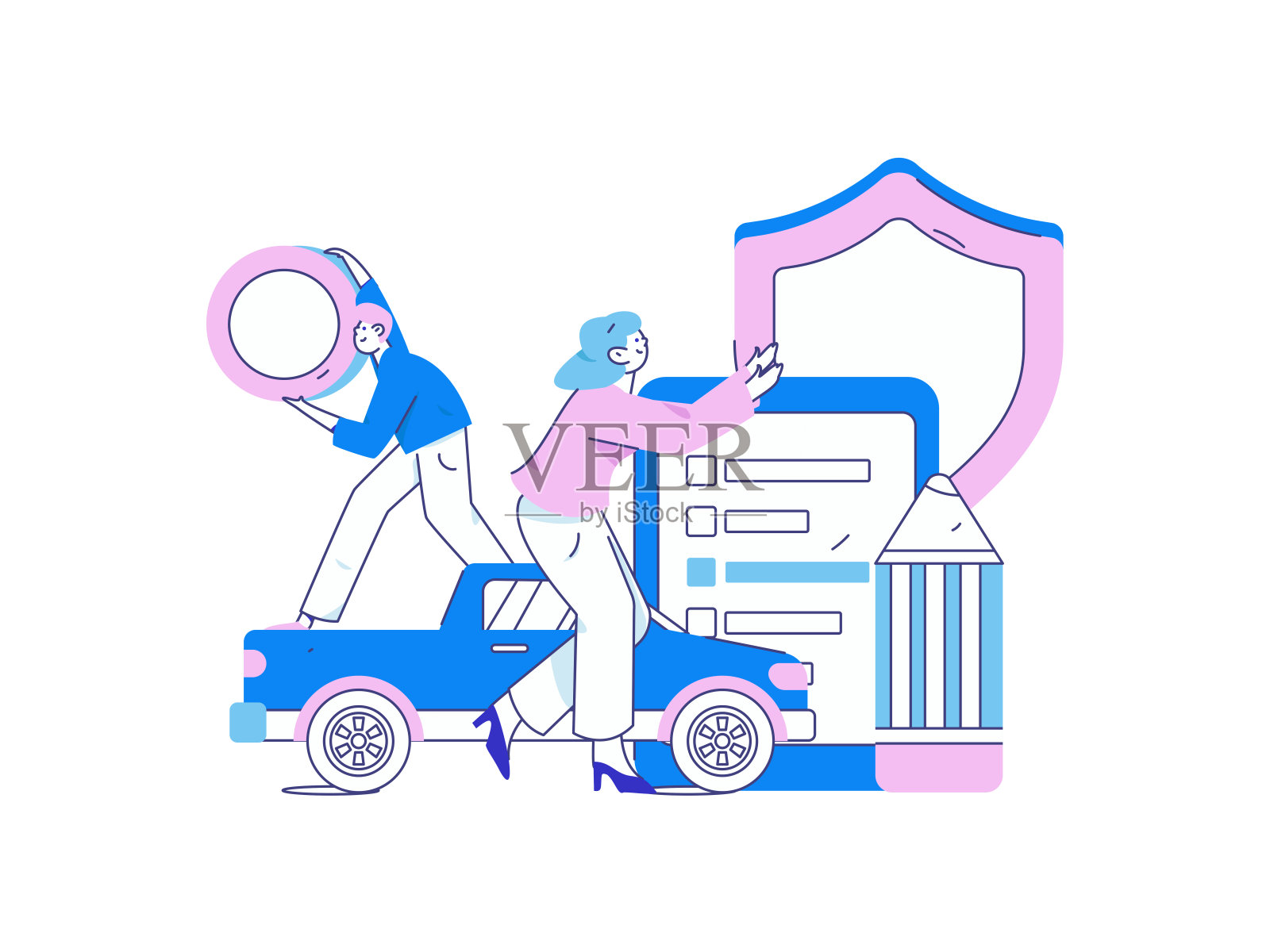 购买汽车保险平面字符矢量概念操作说明插画图片素材