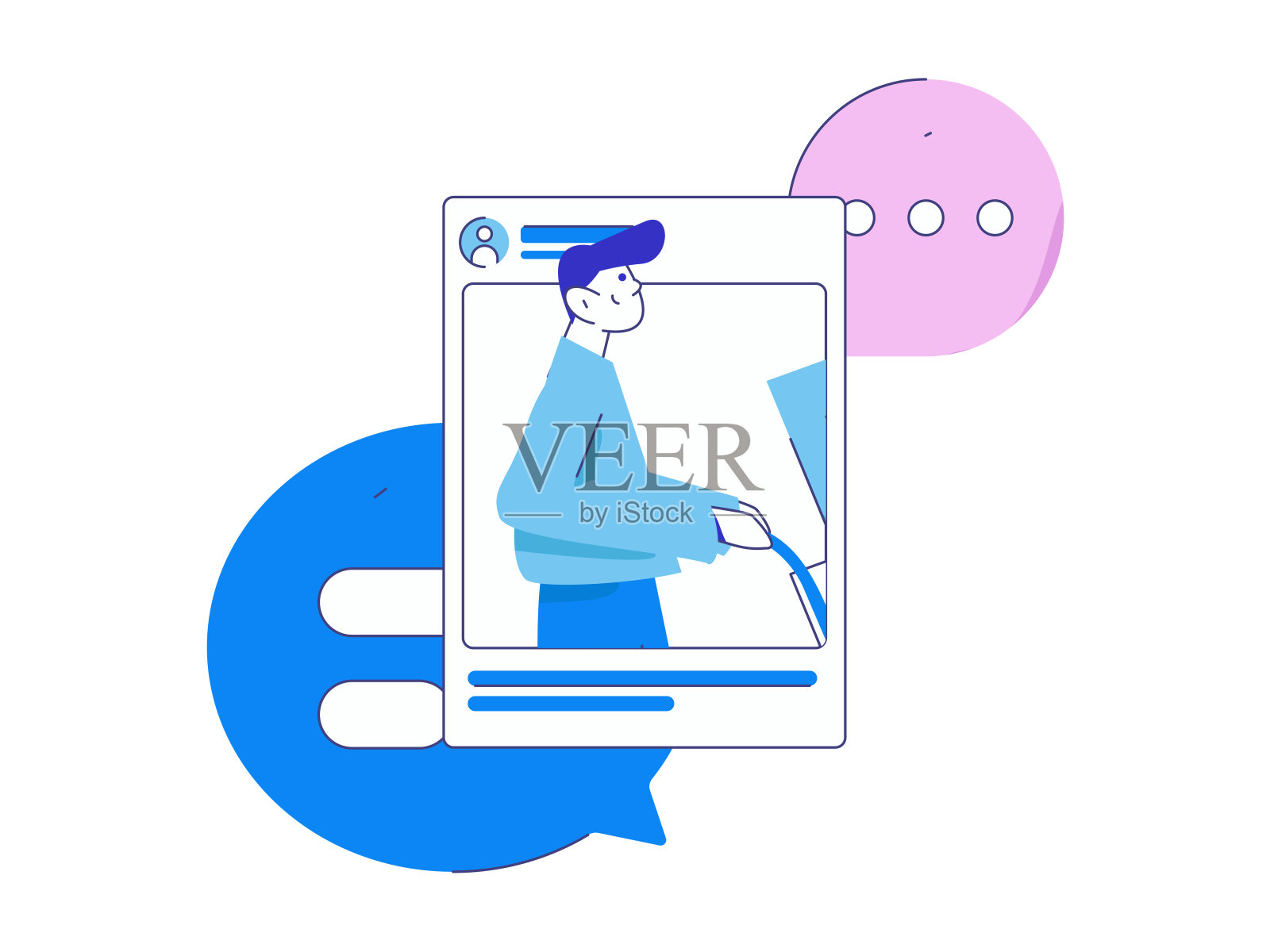 虚拟人物社会交往概念商业平面矢量手绘插画插画图片素材