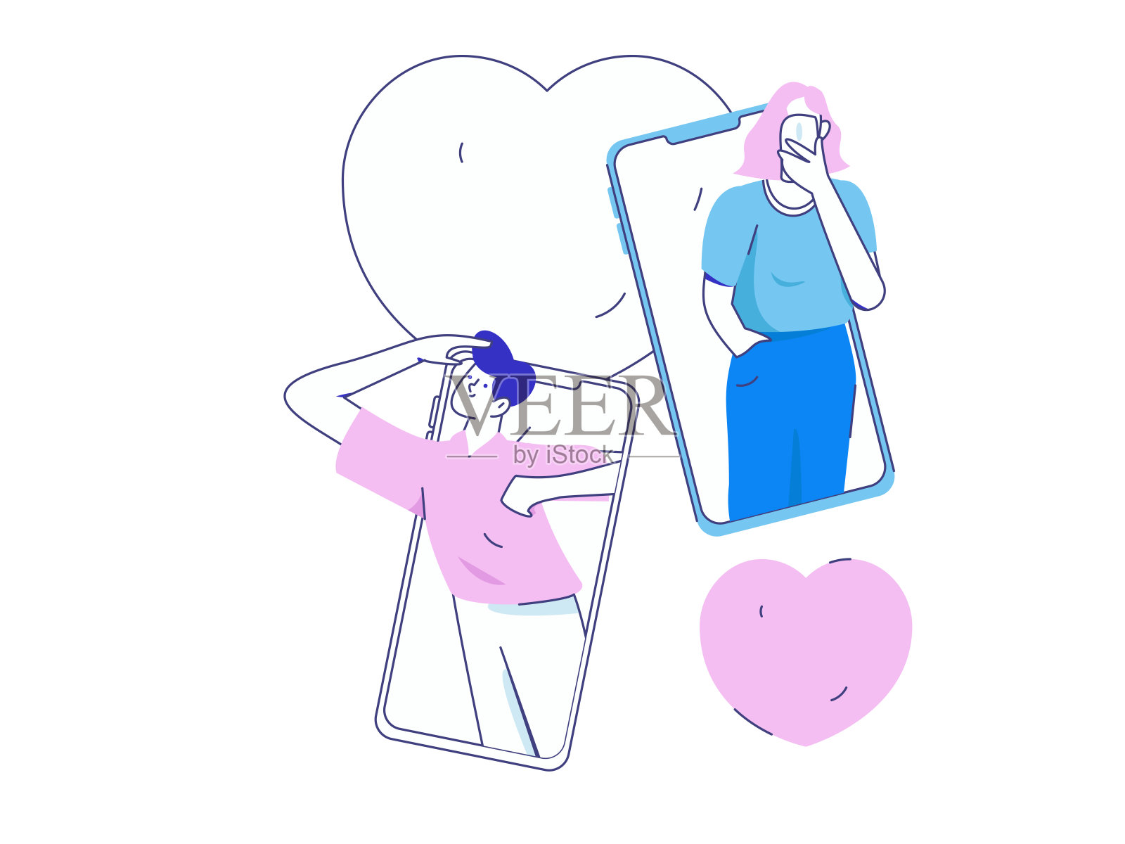 情人节快乐扁平化人物矢量概念商业手绘插画插画图片素材