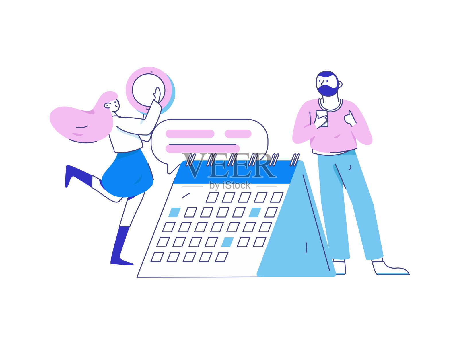 签到字符平面矢量概念操作手绘插图插画图片素材