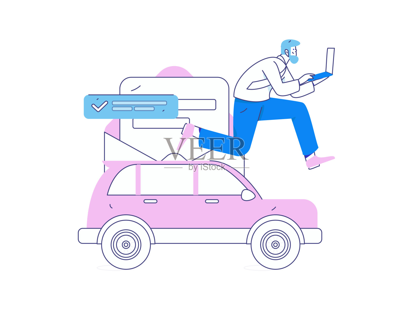 购买汽车保险平面字符矢量概念操作说明插画图片素材