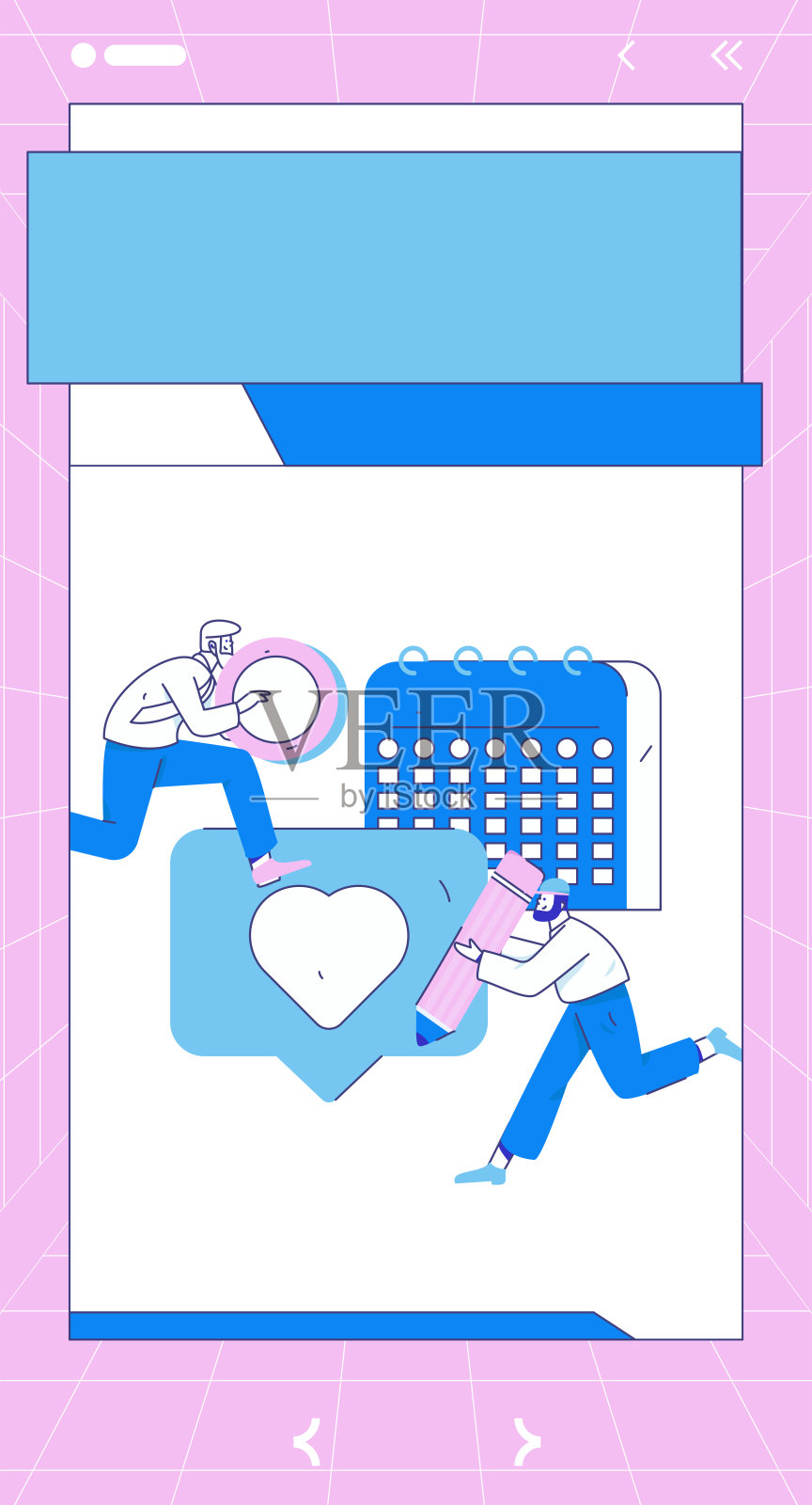 签到字符平面矢量概念操作手绘插图插画图片素材