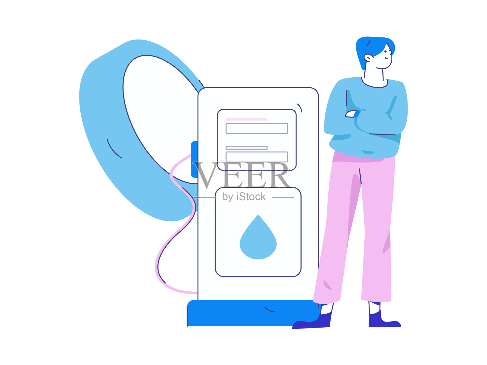 矢量互联网操作手绘插图的人获得折扣加油他们的汽车插画图片素材