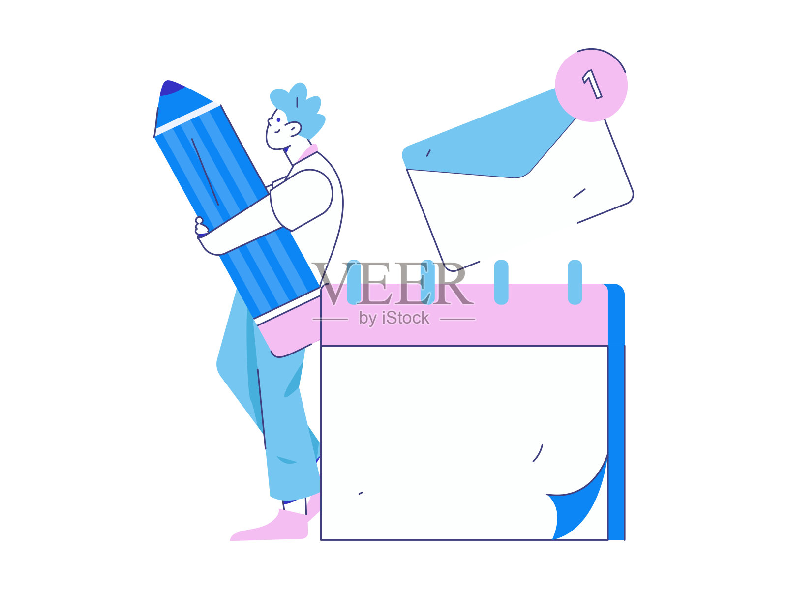 签到字符平面矢量概念操作手绘插图插画图片素材