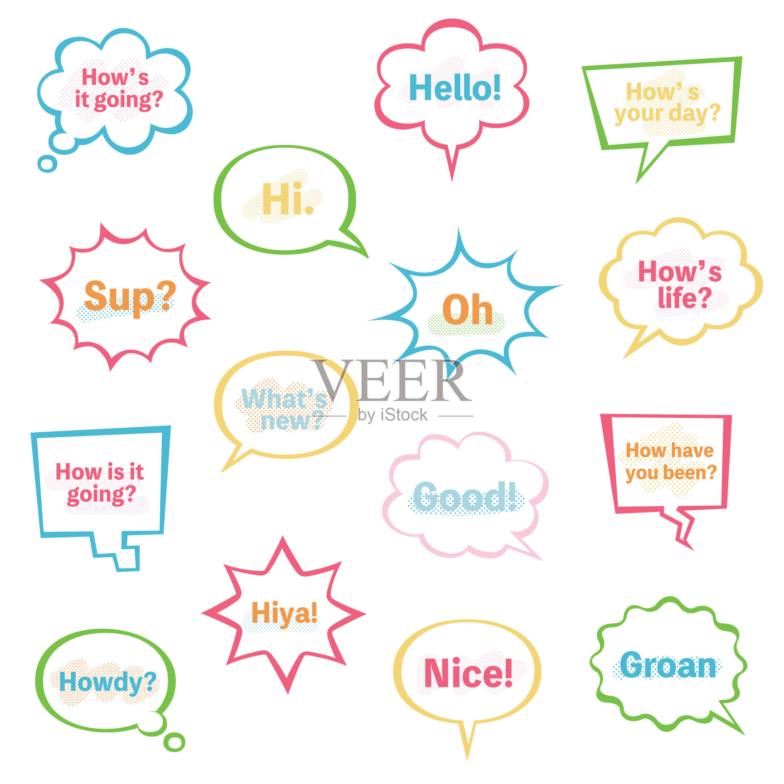 演讲泡泡套装/美国漫画/简单/气球/材料/框架/设计/框架/装饰/流行插画图片素材