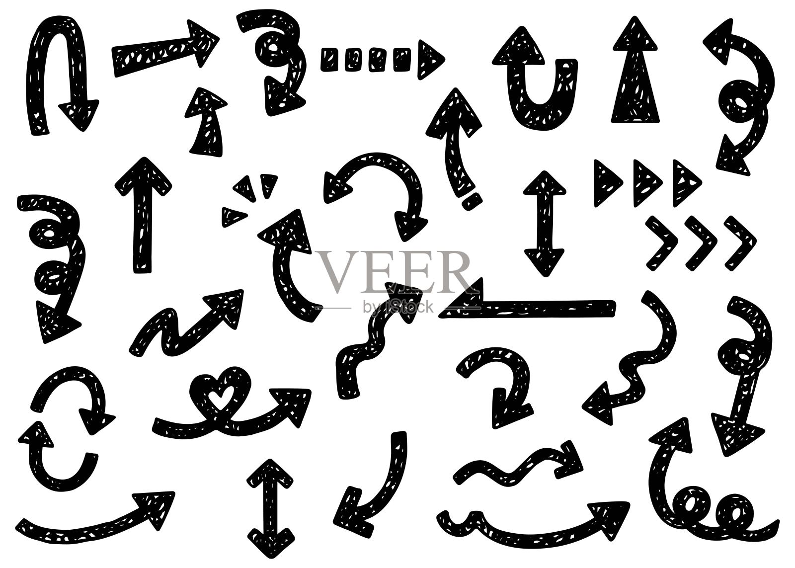 手绘箭头集，弹出箭头插画图片素材