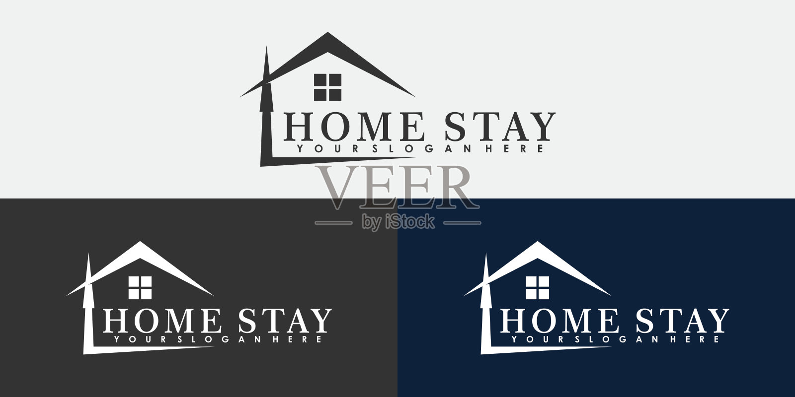 民宿标志设计以简单的概念插画图片素材