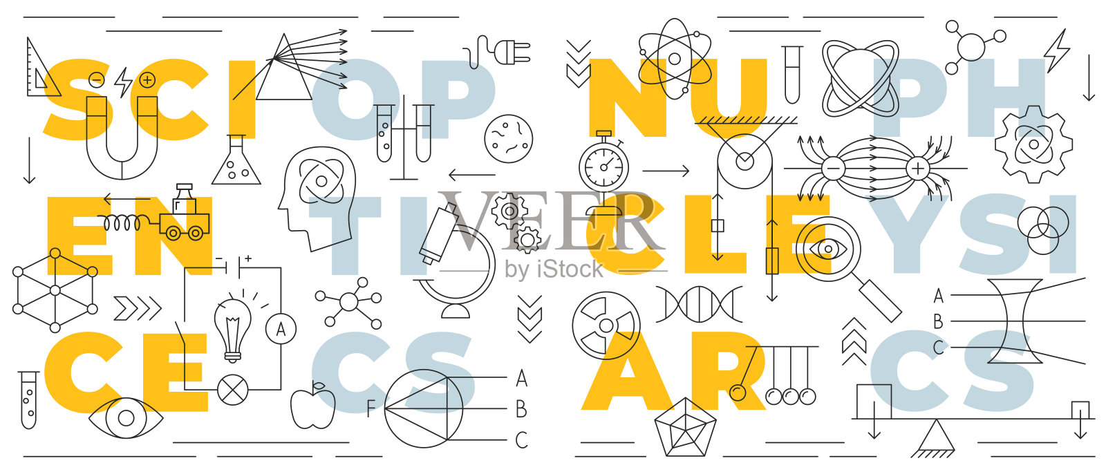 科学核物理线横幅插画图片素材