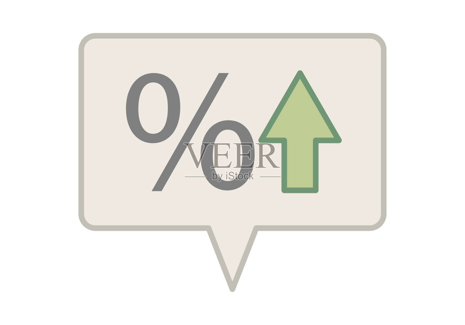 带有百分比和绿色上升箭头的语音气泡表示利润或利息的增加插画图片素材