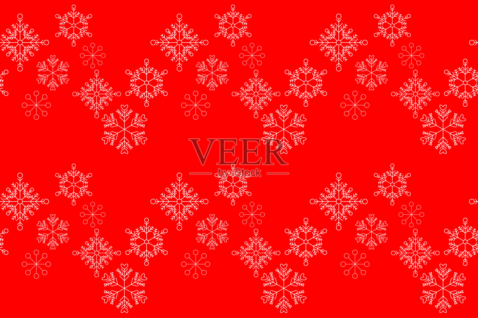 单色白色雪花无缝矢量图案经典红色背景插画图片素材